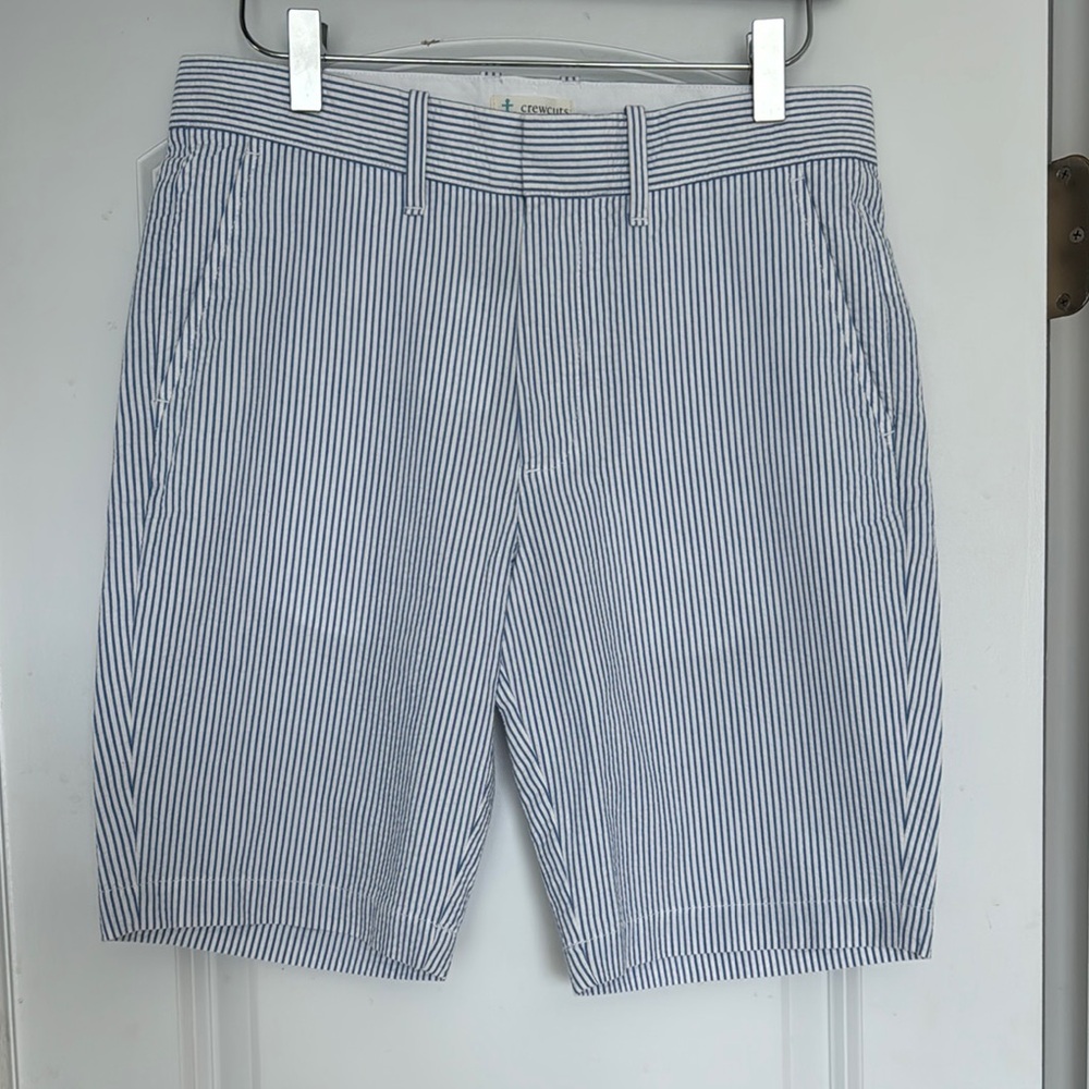 Boys J. Crew Blue and White Seersucker Shorts, size 14, NWT